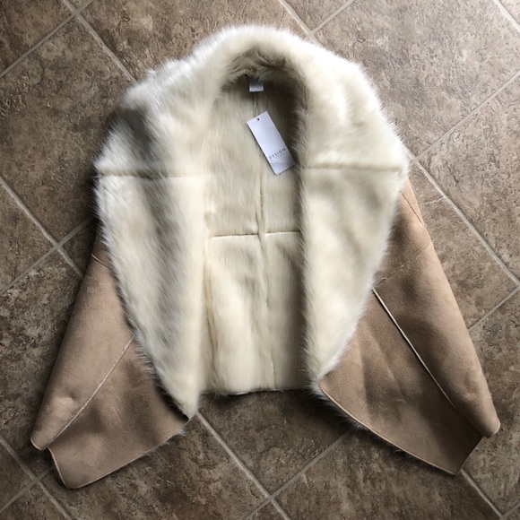 Design History NWT Suede Fur Vest Tan Natural - Picture 1 of 6